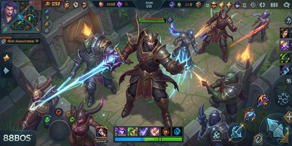 Tangkapan layar gameplay menampilkan pertempuran intens di <strong>88BOS</strong>.