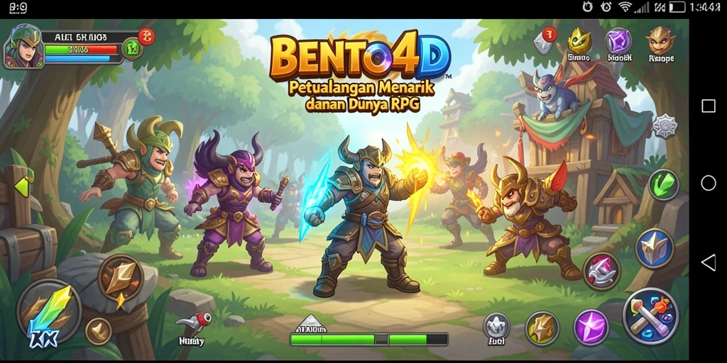 Screenshot menunjukkan aksi seru dalam BENTO4D di dunia RPG.