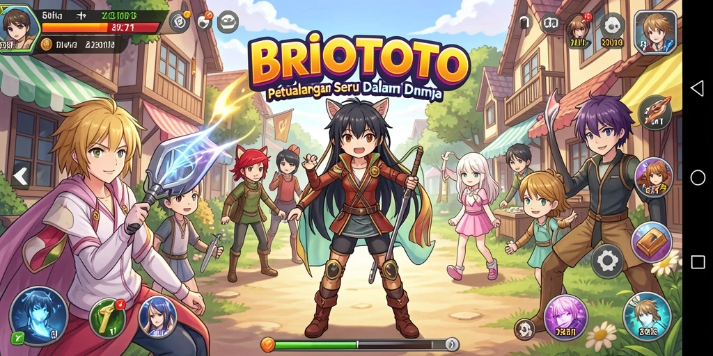 Tampilan gameplay BRIOTOTO menampilkan pertarungan seru di dunia anime.