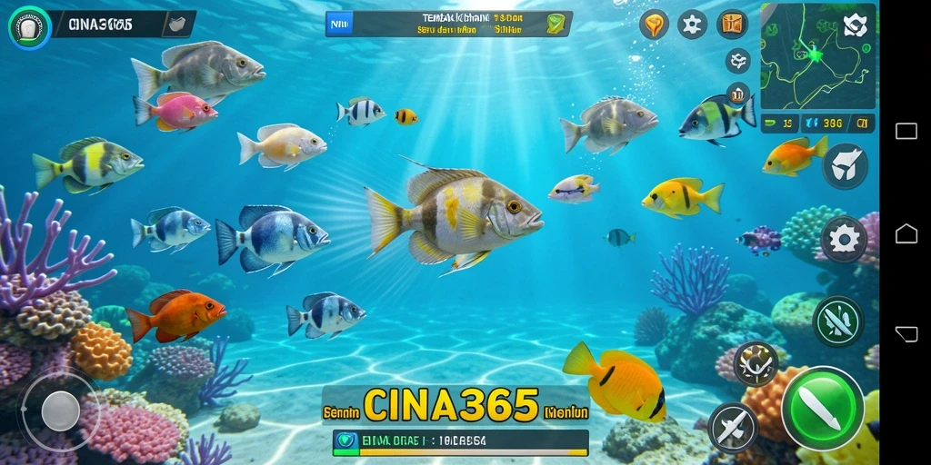 Tampilan gameplay Tembak Ikan yang menarik dan seru.