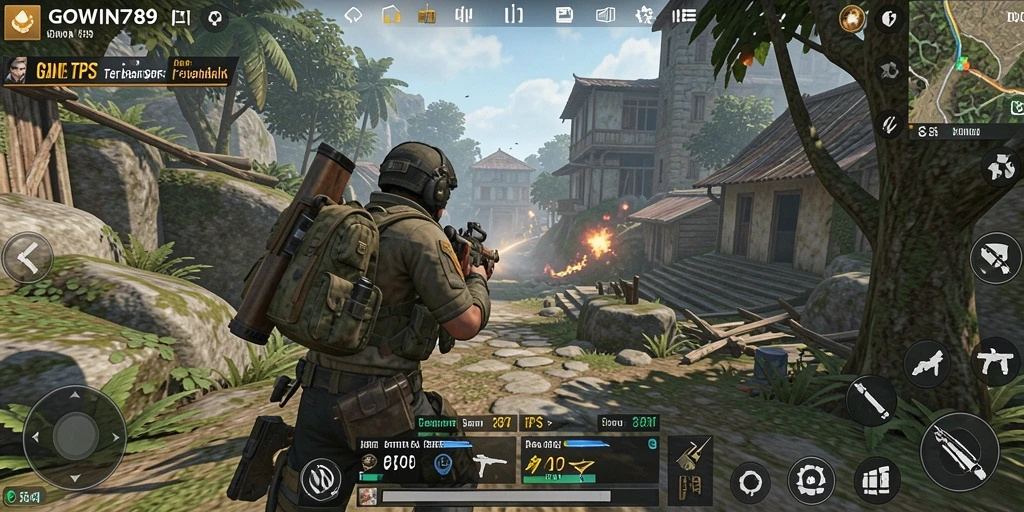Screenshot utama GOWIN789 menampilkan aksi seru dalam gameplay TPS.