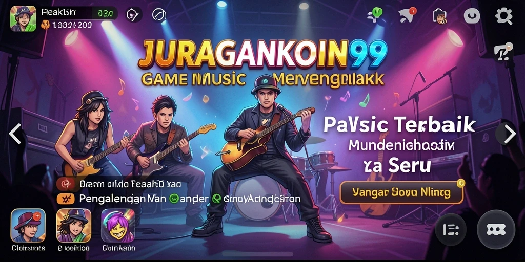 Screenshot gameplay JURAGANKOIN99 yang menunjukkan momen seru saat bermain musik.