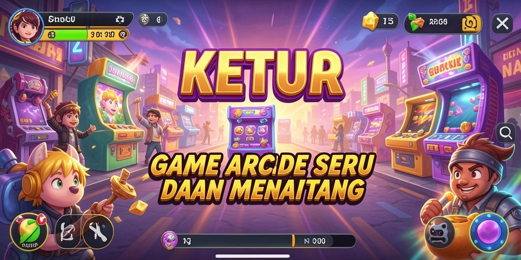 Screenshot gameplay KETUA yang menunjukkan aksi seru di level arcade.