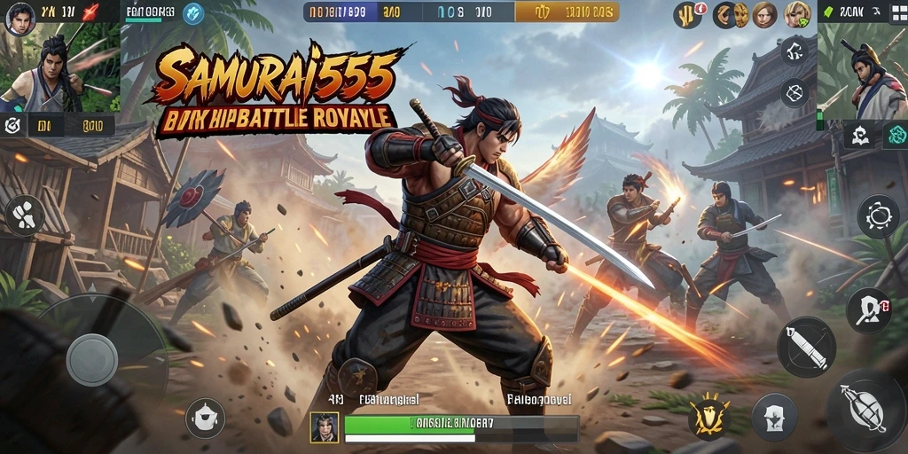 Tangkapan layar gameplay <strong>SAMURAI555</strong> memperlihatkan aksi tempur yang mendebarkan.