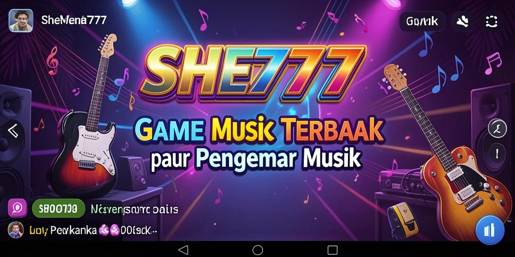 Screenshot utama SHE777 menampilkan gameplay seru dalam permainan musik.