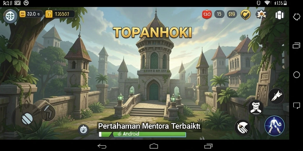 Tangkapan layar gameplay menampilkan aksi Tower Defense seru dari TOPANHOKI.