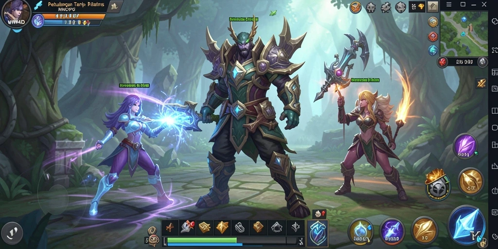 Screenshot gameplay utama WIN4D menampilkan aksi seru dalam petualangan MMORPG.