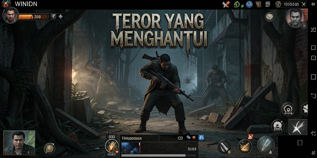 Tangkapan layar gameplay WINIDN menunjukkan momen menegangkan di dalam kegelapan.